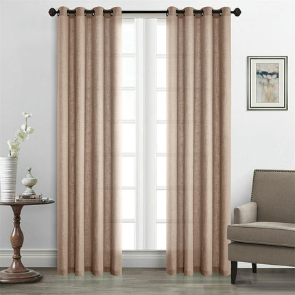 Natural Linen Semi Sheer Curtains for Living Room Curtains 2 Panels Grommet Tops