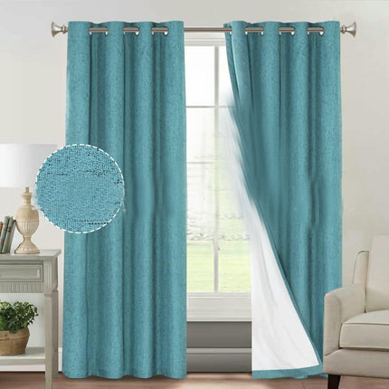 2 Panels Linen Blackout Thermal Insulated Curtain Panels Grommet Tops