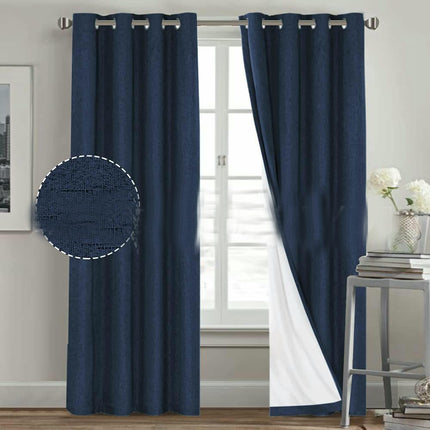 2 Panels Linen Blackout Thermal Insulated Curtain Panels Grommet Tops