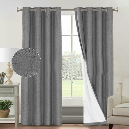2 Panels Linen Blackout Thermal Insulated Curtain Panels Grommet Tops