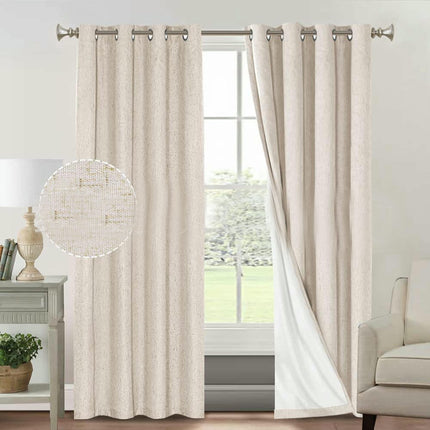 2 Panels Linen Blackout Thermal Insulated Curtain Panels Grommet Tops