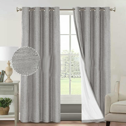 2 Panels Linen Blackout Thermal Insulated Curtain Panels Grommet Tops