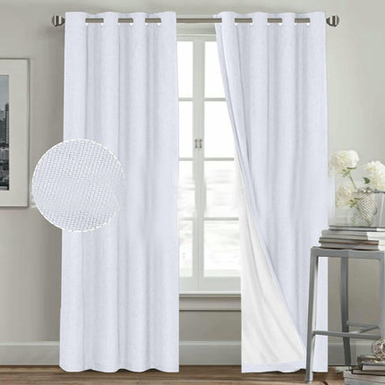 2 Panels Linen Blackout Thermal Insulated Curtain Panels Grommet Tops