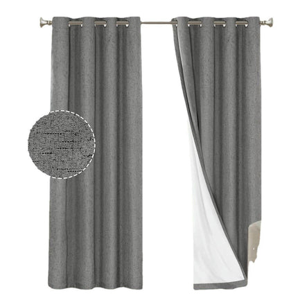 2 Panels Linen Blackout Thermal Insulated Curtain Panels Grommet Tops