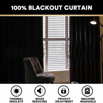 2 Panels Linen Blackout Thermal Insulated Curtain Panels Grommet Tops