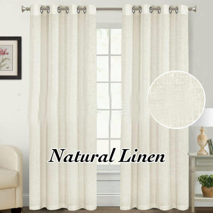Linen Textured Blackout Curtains for Bedroom Curtain, 2 Panels Grommet Tops