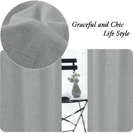 Linen Textured Blackout Curtains for Bedroom Curtain, 2 Panels Grommet Tops