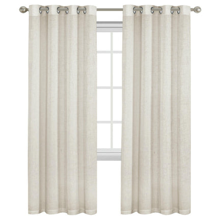 Linen Textured Blackout Curtains for Bedroom Curtain, 2 Panels Grommet Tops