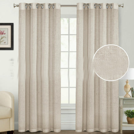 Linen Textured Blackout Curtains for Bedroom Curtain, 2 Panels Grommet Tops