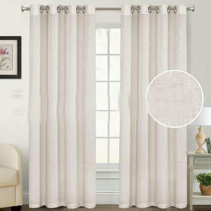 Linen Textured Blackout Curtains for Bedroom Curtain, 2 Panels Grommet Tops