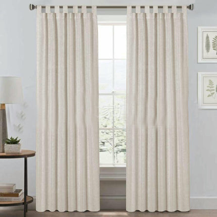 2 Panels Semi Sheer Window Linen Blackout Curtains for Living Room Suspender