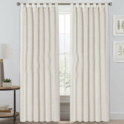2 Panels Semi Sheer Window Linen Blackout Curtains for Living Room Suspender