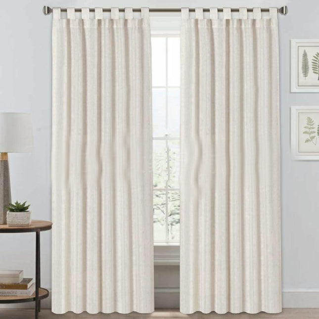 2 Panels Semi Sheer Window Linen Blackout Curtains for Living Room Suspender