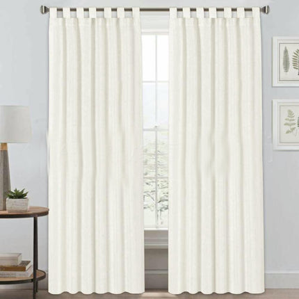 2 Panels Semi Sheer Window Linen Blackout Curtains for Living Room Suspender