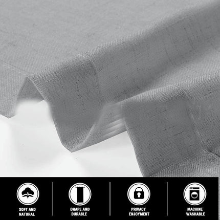2 Panels Semi Sheer Window Linen Blackout Curtains for Living Room Suspender