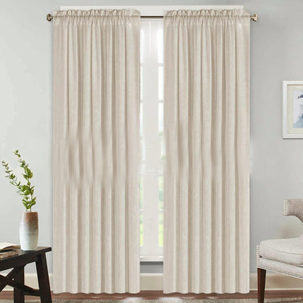 2 Panels Linen Curtains for Farmhouse/Bedroom/Living Room  Rod Pocket