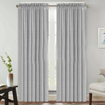2 Panels Linen Curtains for Farmhouse/Bedroom/Living Room  Rod Pocket