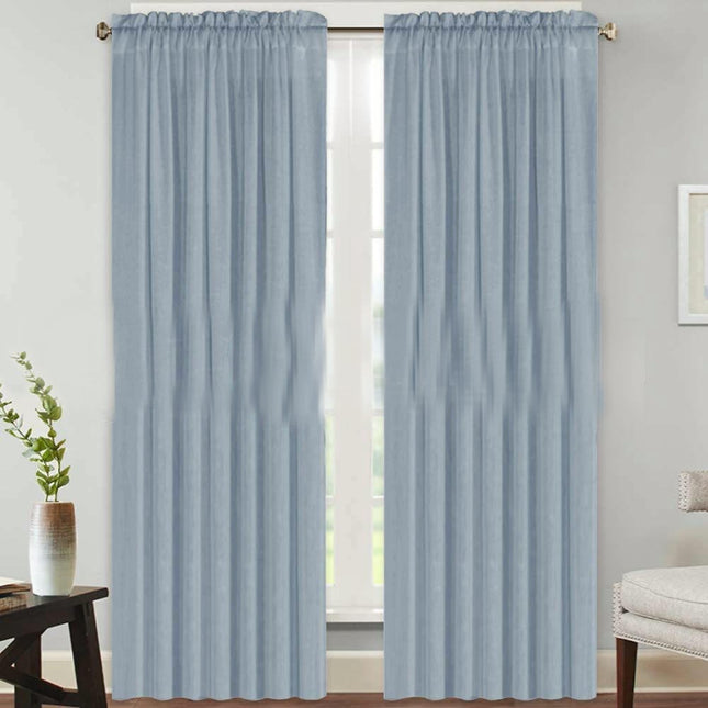 2 Panels Linen Curtains for Farmhouse/Bedroom/Living Room  Rod Pocket