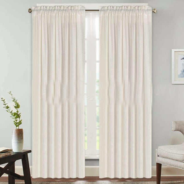 2 Panels Linen Curtains for Farmhouse/Bedroom/Living Room  Rod Pocket