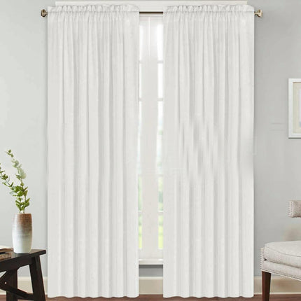 2 Panels Linen Curtains for Farmhouse/Bedroom/Living Room  Rod Pocket