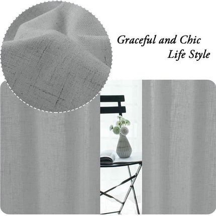 2 Panels Linen Curtains for Farmhouse/Bedroom/Living Room  Rod Pocket