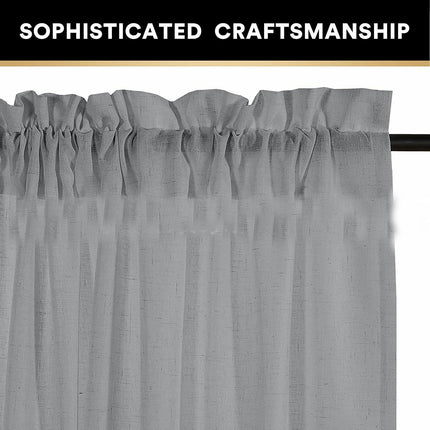 2 Panels Linen Curtains for Farmhouse/Bedroom/Living Room  Rod Pocket
