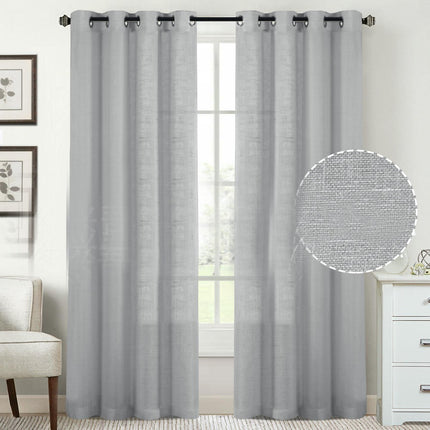 2 Panels Linen Blackout Curtains for Bedroom/Living Room Curtains Grommet Tops