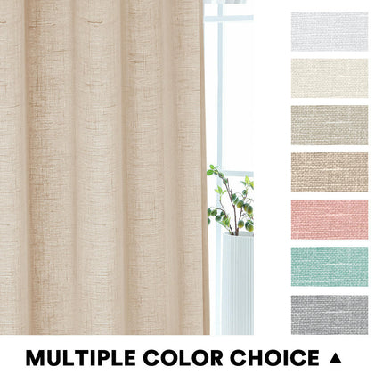 2 Panels Linen Blackout Curtains for Bedroom/Living Room Curtains Grommet Tops