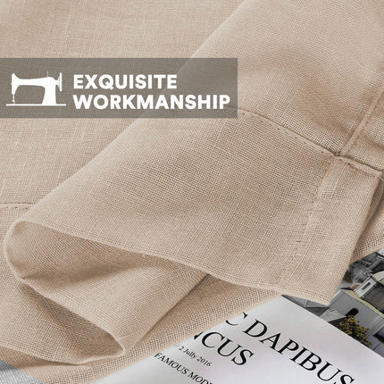 2 Panels Linen Blackout Curtains for Bedroom/Living Room Curtains Grommet Tops