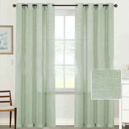 2 Panels Linen Blackout Curtains for Bedroom/Living Room Curtains Grommet Tops