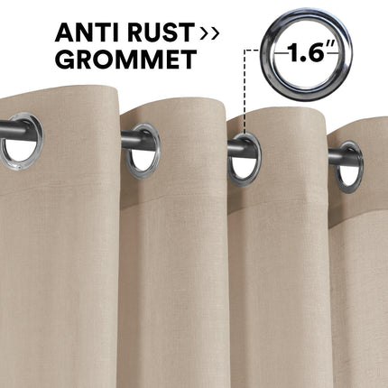 2 Panels Linen Blackout Curtains for Bedroom/Living Room Curtains Grommet Tops