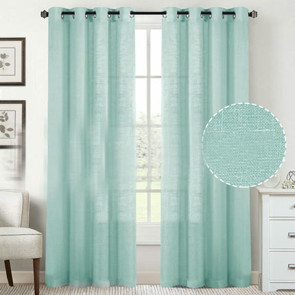2 Panels Linen Blackout Curtains for Bedroom/Living Room Curtains Grommet Tops