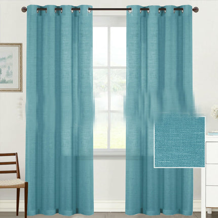 2 Panels Linen Blackout Curtains for Bedroom/Living Room Curtains Grommet Tops