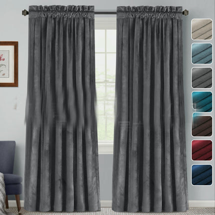 2 Panels Velvet  Blackout Curtains Thermal Insulated Blackout Drapes Rod Pocket