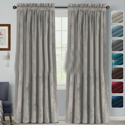 2 Panels Velvet  Blackout Curtains Thermal Insulated Blackout Drapes Rod Pocket