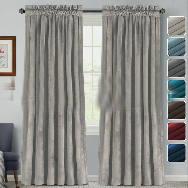 2 Panels Velvet  Blackout Curtains Thermal Insulated Blackout Drapes Rod Pocket