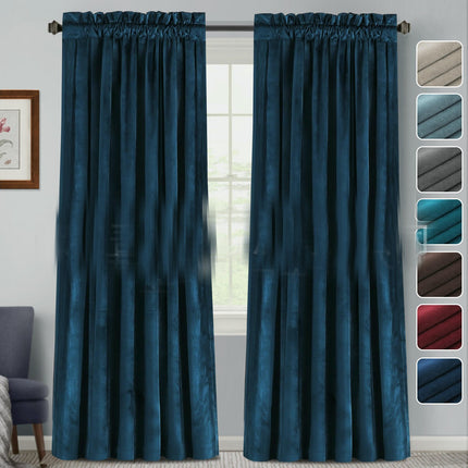 2 Panels Velvet  Blackout Curtains Thermal Insulated Blackout Drapes Rod Pocket