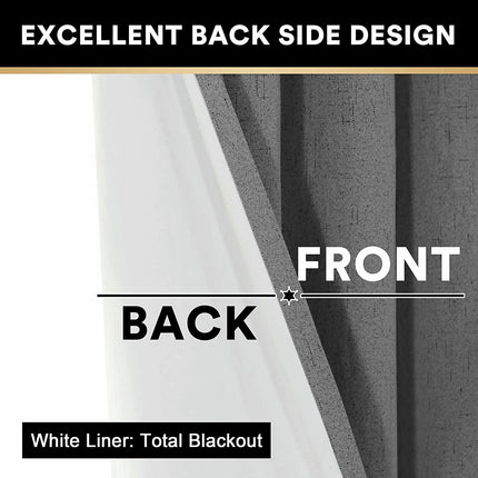 2 Panels Curtains 100% Blackout Thermal Drapes Privacy Protection Grommet Tops