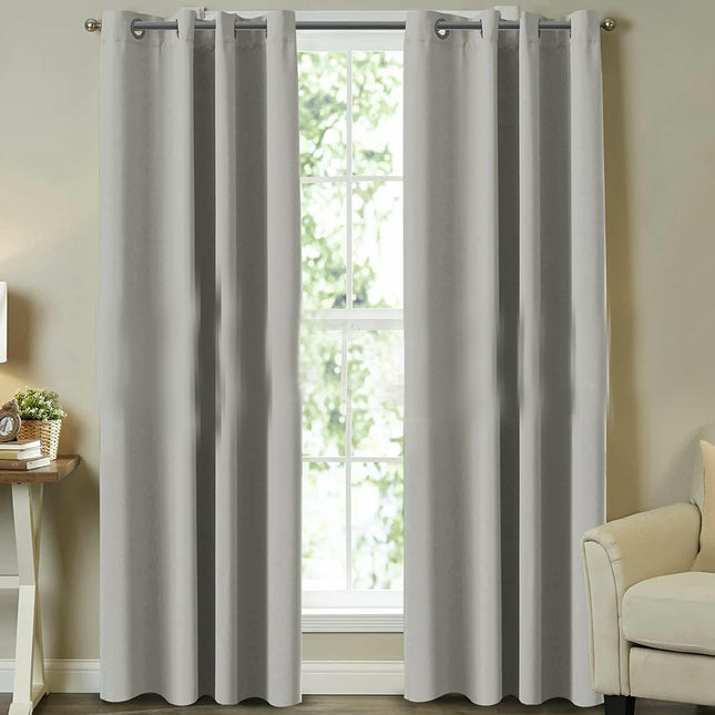 2 Panels Simple Room Darkening Curtains for Bedroom Blackout Drapes Grommet Tops