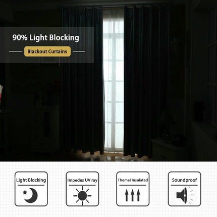 2 Panels Simple Room Darkening Curtains for Bedroom Blackout Drapes Grommet Tops