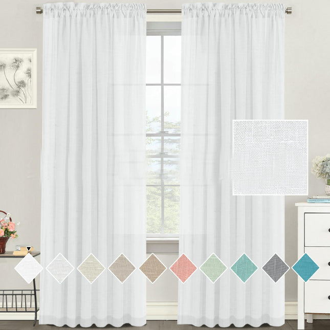 2 Panels Linen Semi Sheer Window Blackout Insulating Curtains Rod Pocket