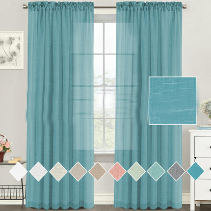 2 Panels Linen Semi Sheer Window Blackout Insulating Curtains Rod Pocket