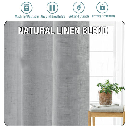 2 Panels Linen Semi Sheer Window Blackout Insulating Curtains Rod Pocket