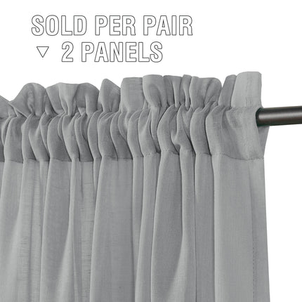 2 Panels Linen Semi Sheer Window Blackout Insulating Curtains Rod Pocket