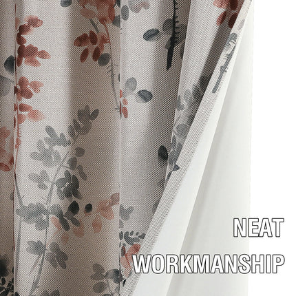 2 Panels Floral Window Curtains Darkening Light Filtering Curtain Grommet Tops