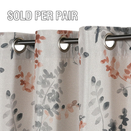 2 Panels Floral Window Curtains Darkening Light Filtering Curtain Grommet Tops