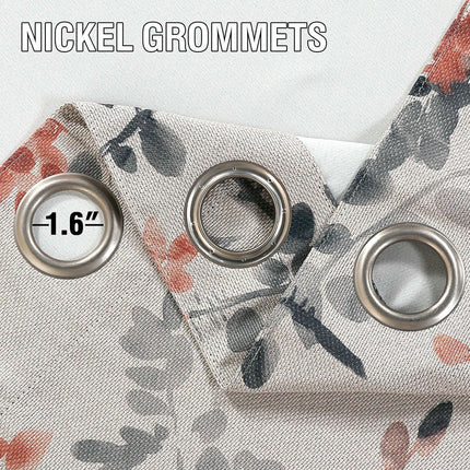 2 Panels Floral Window Curtains Darkening Light Filtering Curtain Grommet Tops