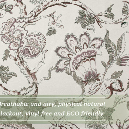 2 Panels Floral Blackout Thermal Curtains with Liner Curtains Grommet Tops