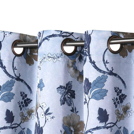 2 Panels Floral Blackout Thermal Curtains with Liner Curtains Grommet Tops