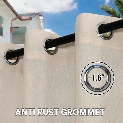 Linen Blackout Curtains 2 Panels Curtains for Living Room Bedroom Grommet Tops